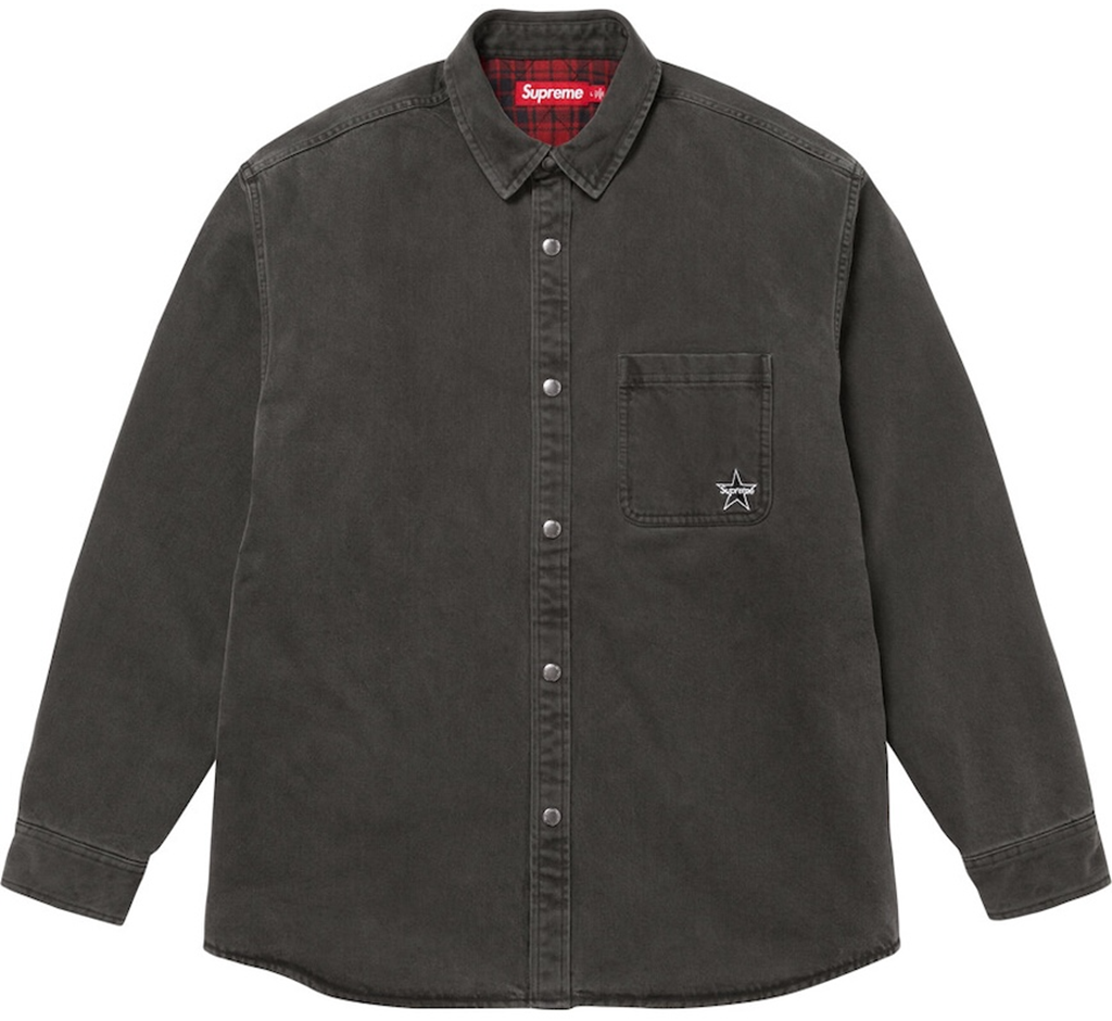 Áo Supreme Quilted Lined Denim Snap Shirt 'Grey' 7703451271372