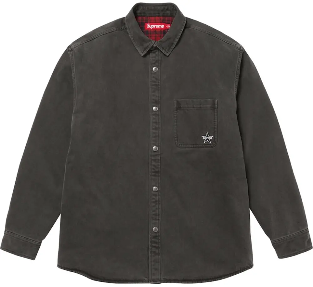 Áo Supreme Quilted Lined Denim Snap Shirt 'Grey' 7703451271372