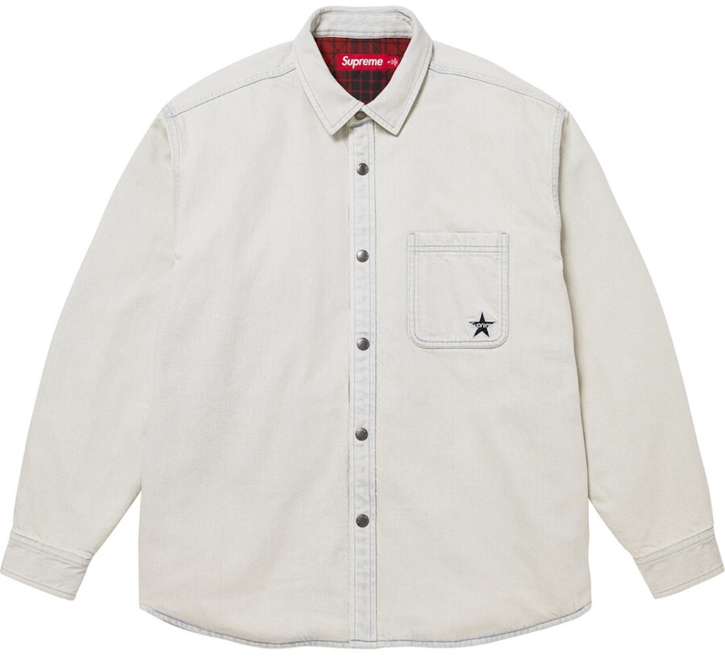 Áo Supreme Quilted Lined Denim Snap Shirt 'White' 7703452942540