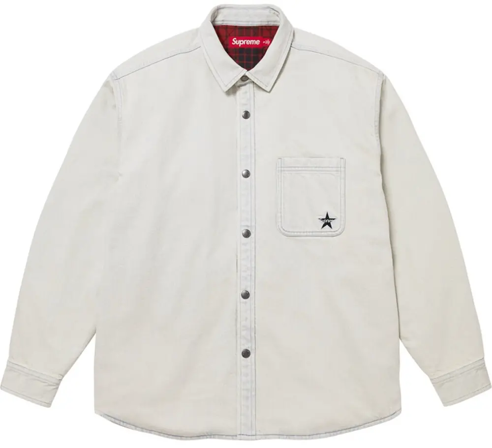 Áo Supreme Quilted Lined Denim Snap Shirt 'White' 7703452942540