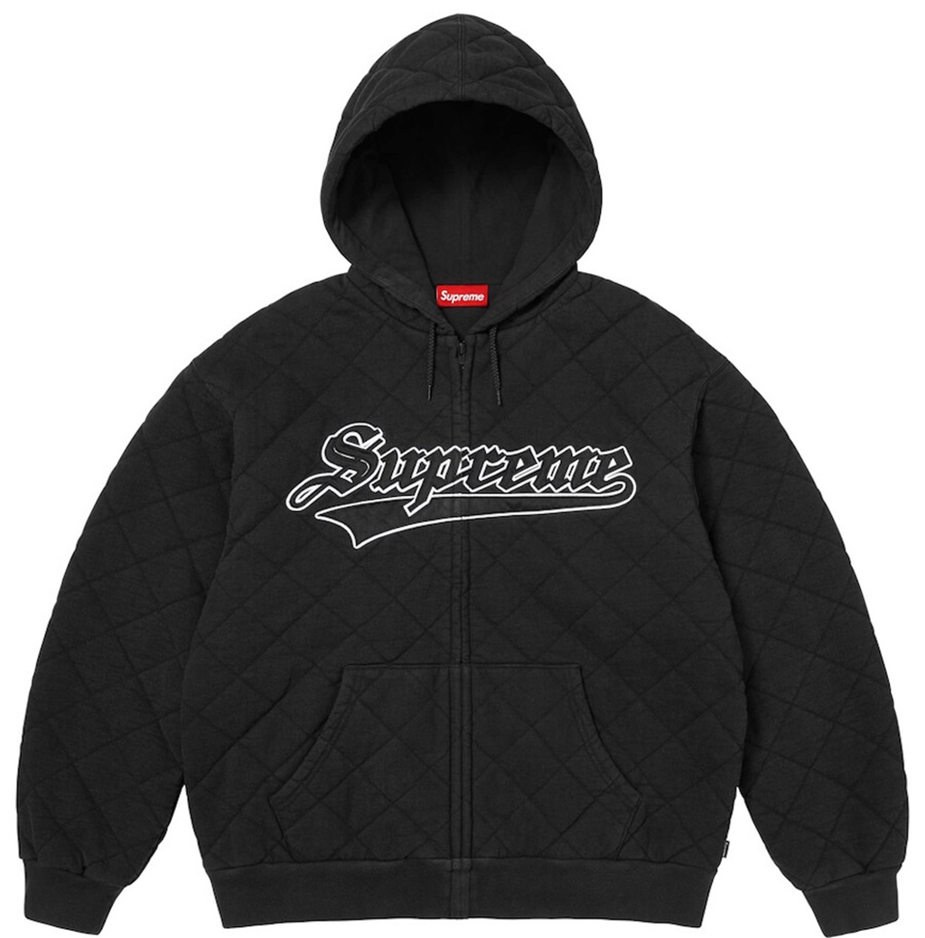 Áo Supreme Quilted Zip Up Hooded Sweatshirt 'Black' 7703441244364