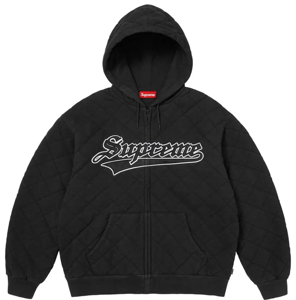Áo Supreme Quilted Zip Up Hooded Sweatshirt 'Black' 7703441244364