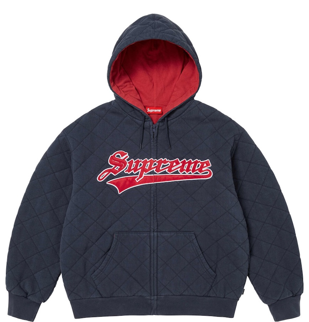 Áo Supreme Quilted Zip Up Hooded Sweatshirt 'Navy' 7703445209292