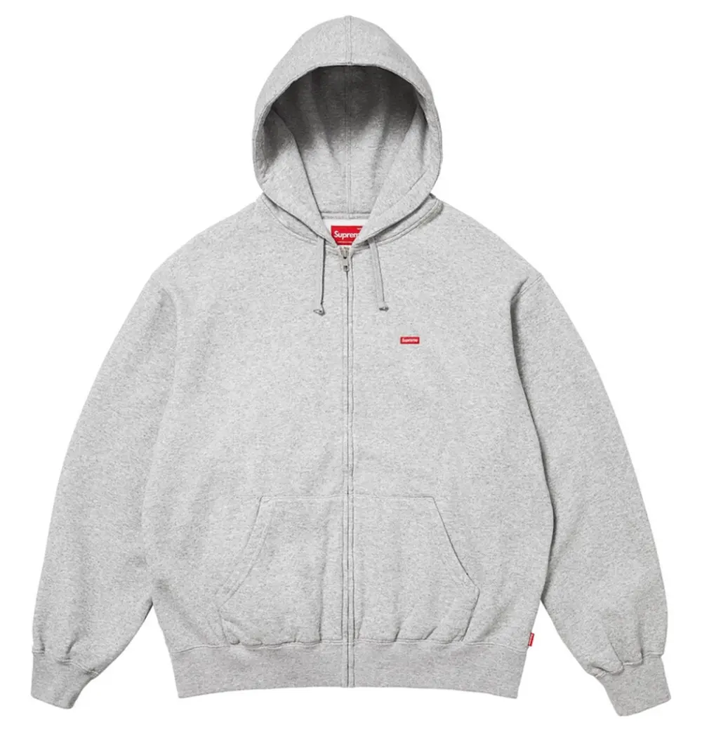 Áo Supreme Small Box Zip Up Hooded Sweatshirt 'Grey' 7703439212748