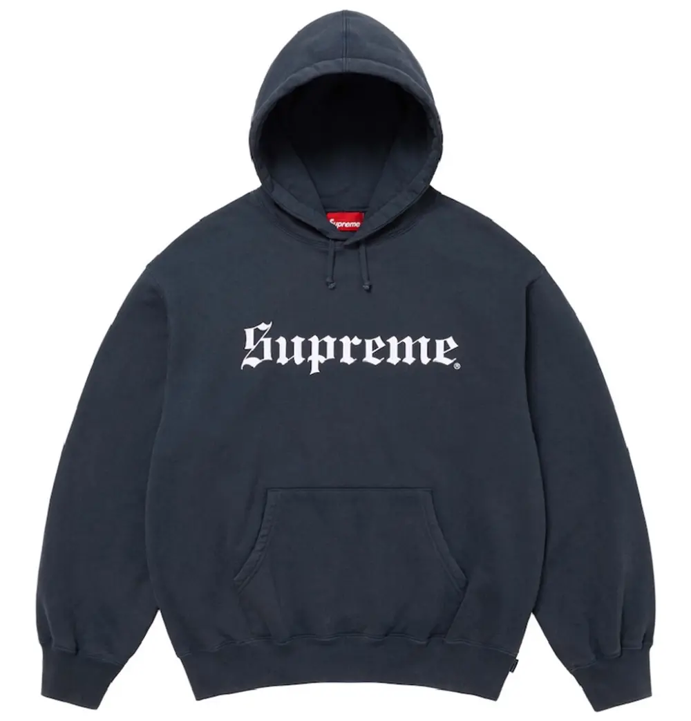 Áo Supreme Washed Old English Hooded Sweatshirt 'Navy' 7703452549324