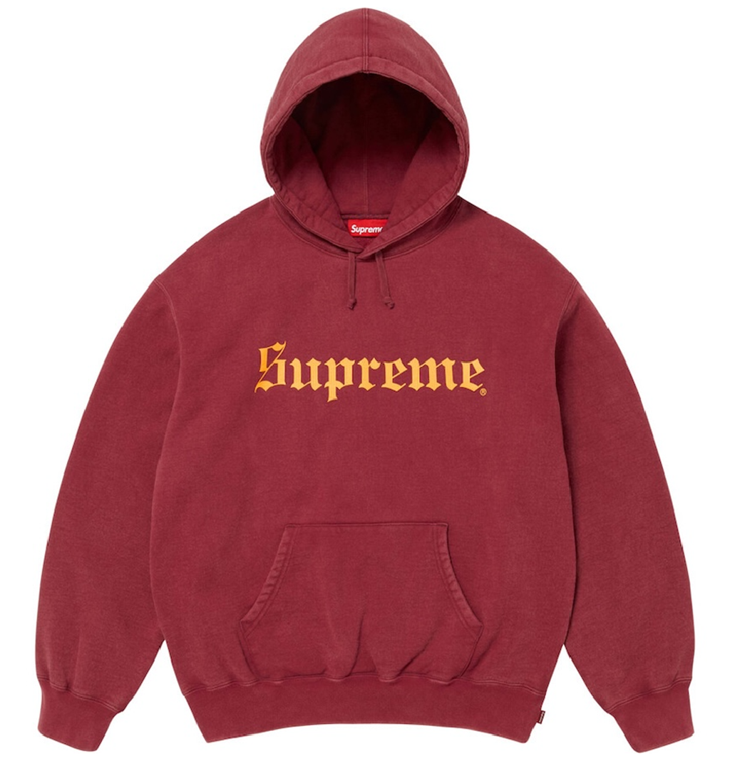 Áo Supreme Washed Old English Hooded Sweatshirt 'Red' 7703449764044