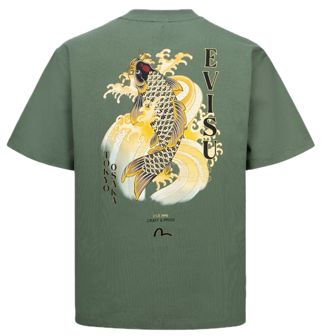 Áo Evisu Seagull Embroidery Carp T-shirt 'Green' 2EAHTM4TS7068RXCT