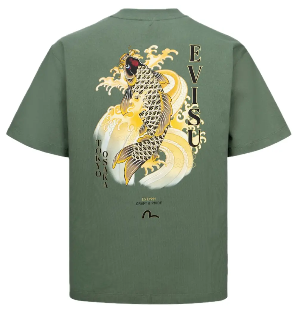 Áo Evisu Seagull Embroidery Carp T-shirt 'Green' 2EAHTM4TS7068RXCT
