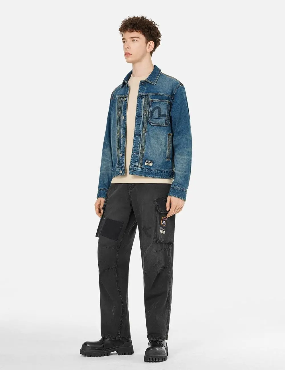 Áo Evisu Two-tone Daicock Jacket 'Indigo' 2ESHTM5DJ1041XXDN - Ảnh 3