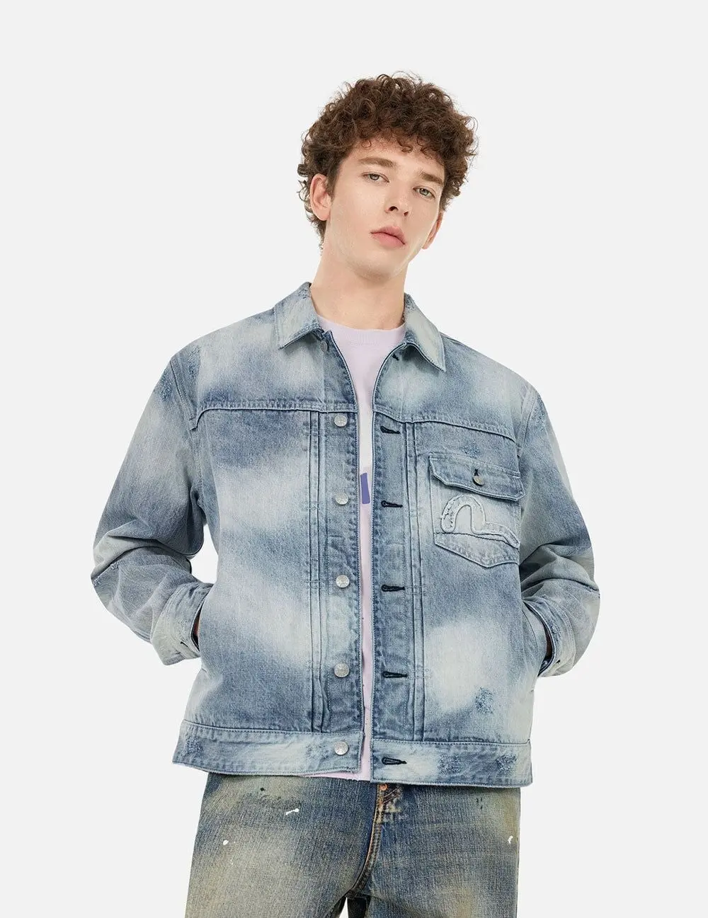 Áo Evisu Seagull Appliqué Embroidery Jacket 'Indigo' 2ESHTM5DJ1044RXDN - Ảnh 5