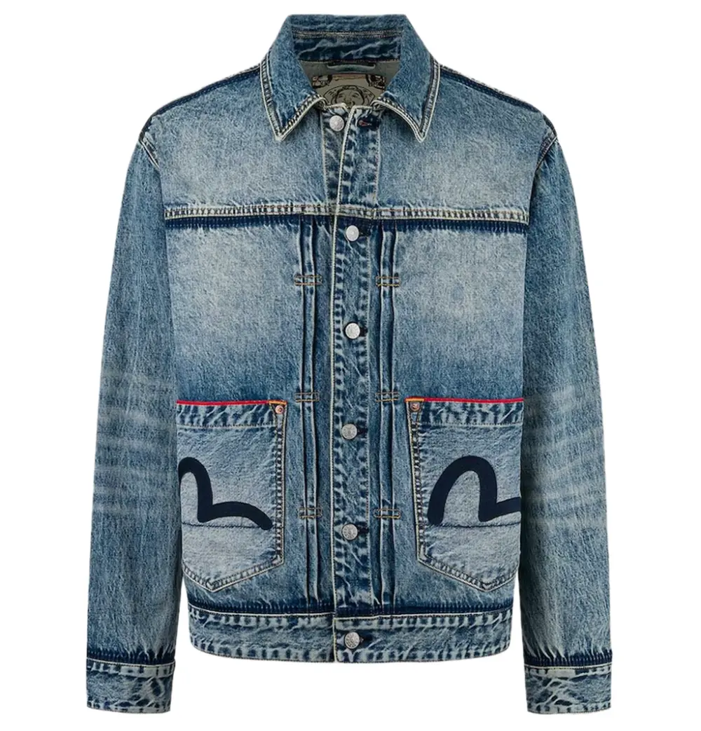 Áo Evisu Washed Seagull Appliqué Jacket 'Indigo' 2ESHTM5DJ1043RXDN