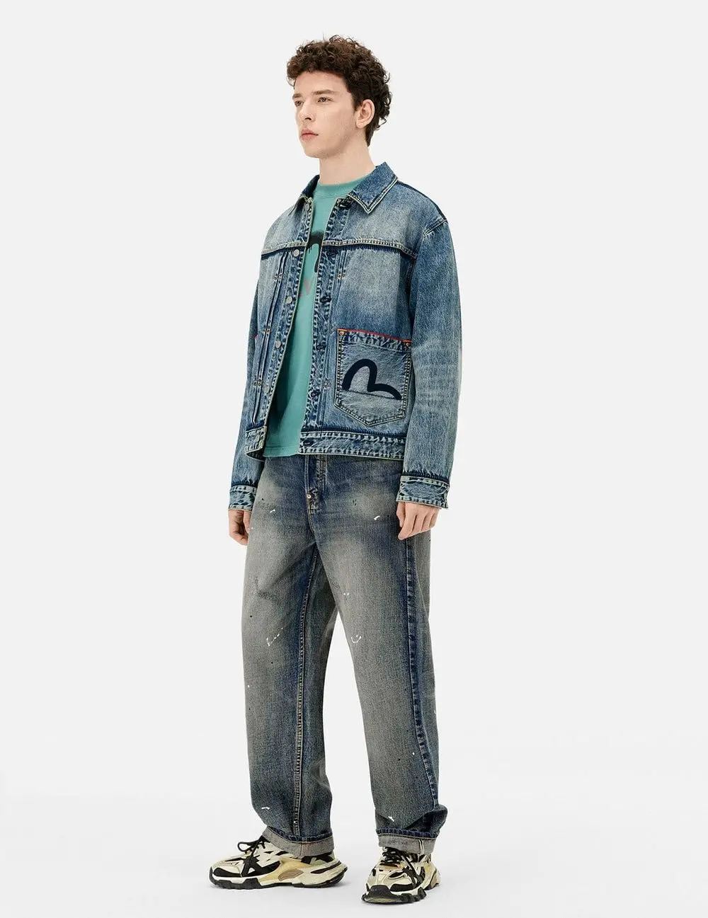 Áo Evisu Washed Seagull Appliqué Jacket 'Indigo' 2ESHTM5DJ1043RXDN - Ảnh 3