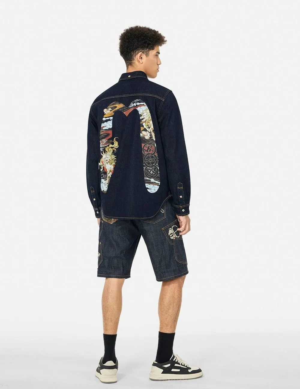 Áo Evisu Hakutaku Daicock Printed Shirt 'Indigo' 2ESHTM5DL1146XXDN - Ảnh 3