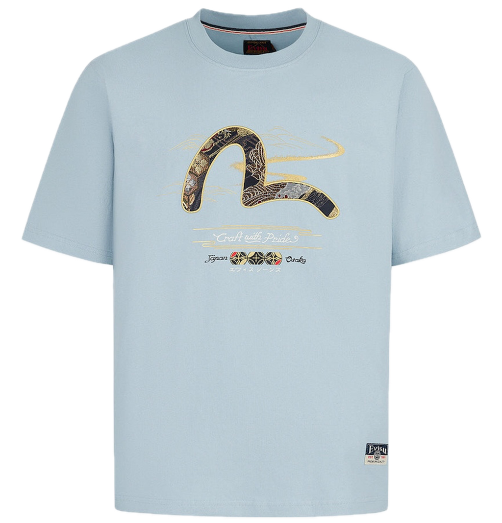 Áo Evisu Brocade Seagull Appliqué T-shirt 'Blue' 2ESHTM5TS1101XXCT
