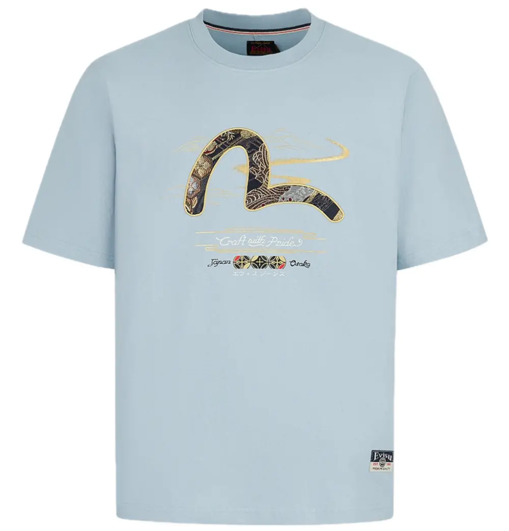 Áo Evisu Brocade Seagull Appliqué T-shirt 'Blue' 2ESHTM5TS1101XXCT