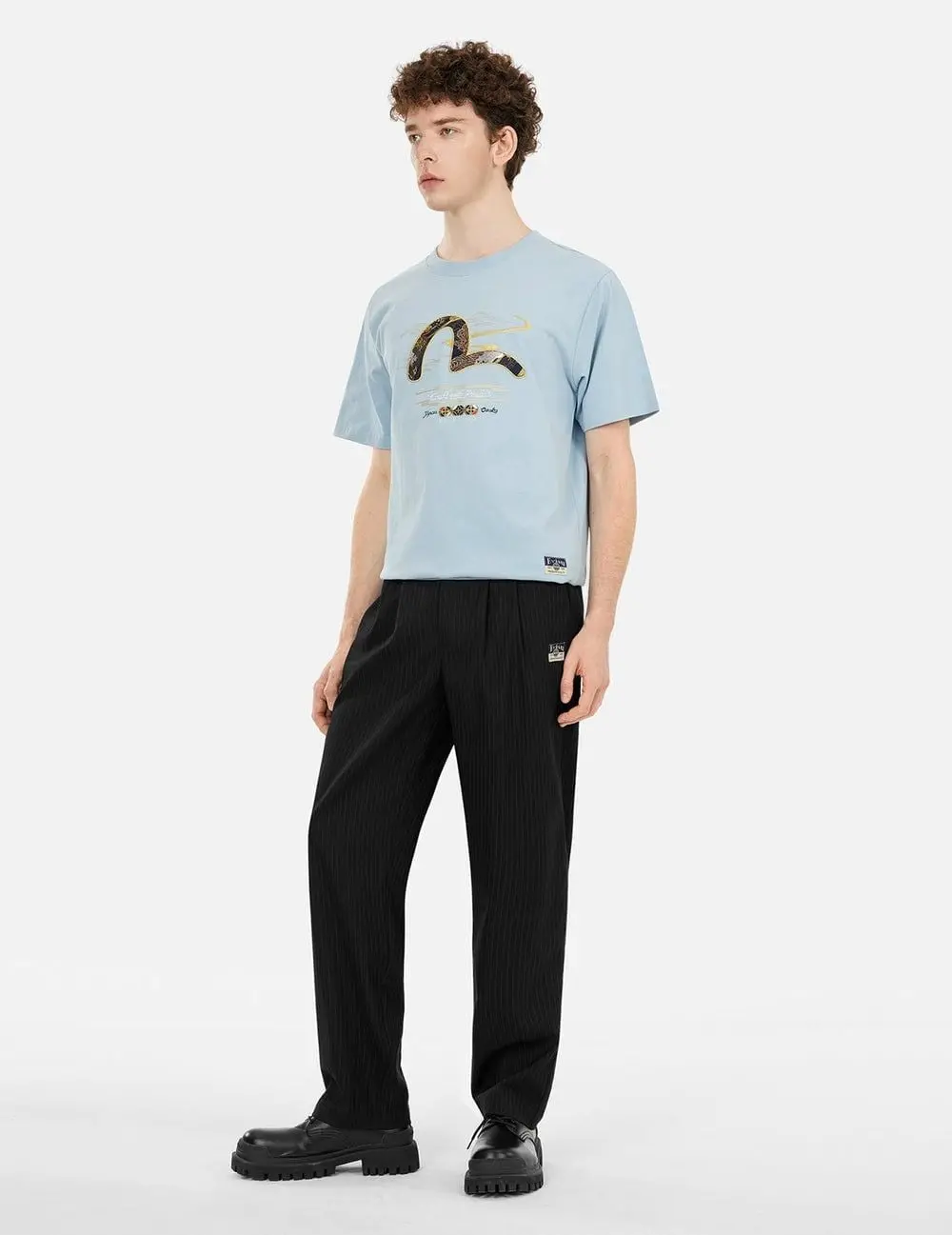 Áo Evisu Brocade Seagull Appliqué T-shirt 'Blue' 2ESHTM5TS1101XXCT - Ảnh 3