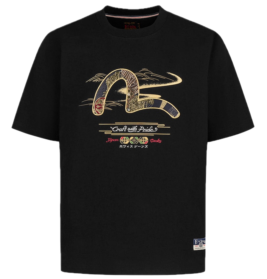 Áo Evisu Brocade Seagull Appliqué T-shirt 'Black' 2ESHTM5TS1101XXCT