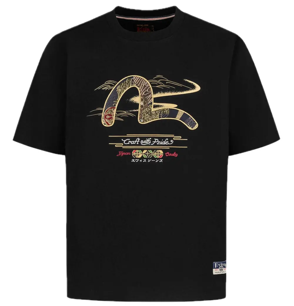 Áo Evisu Brocade Seagull Appliqué T-shirt 'Black' 2ESHTM5TS1101XXCT