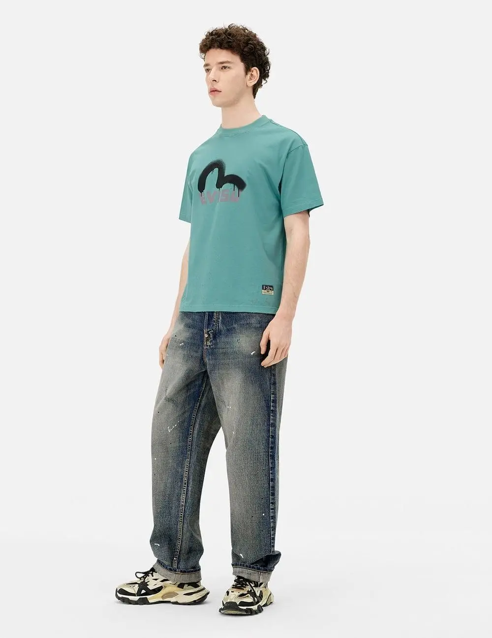 Áo Evisu Logo Seagull Print T-shirt 'Green' 2ESHTM5TS1136RXCT - Ảnh 3