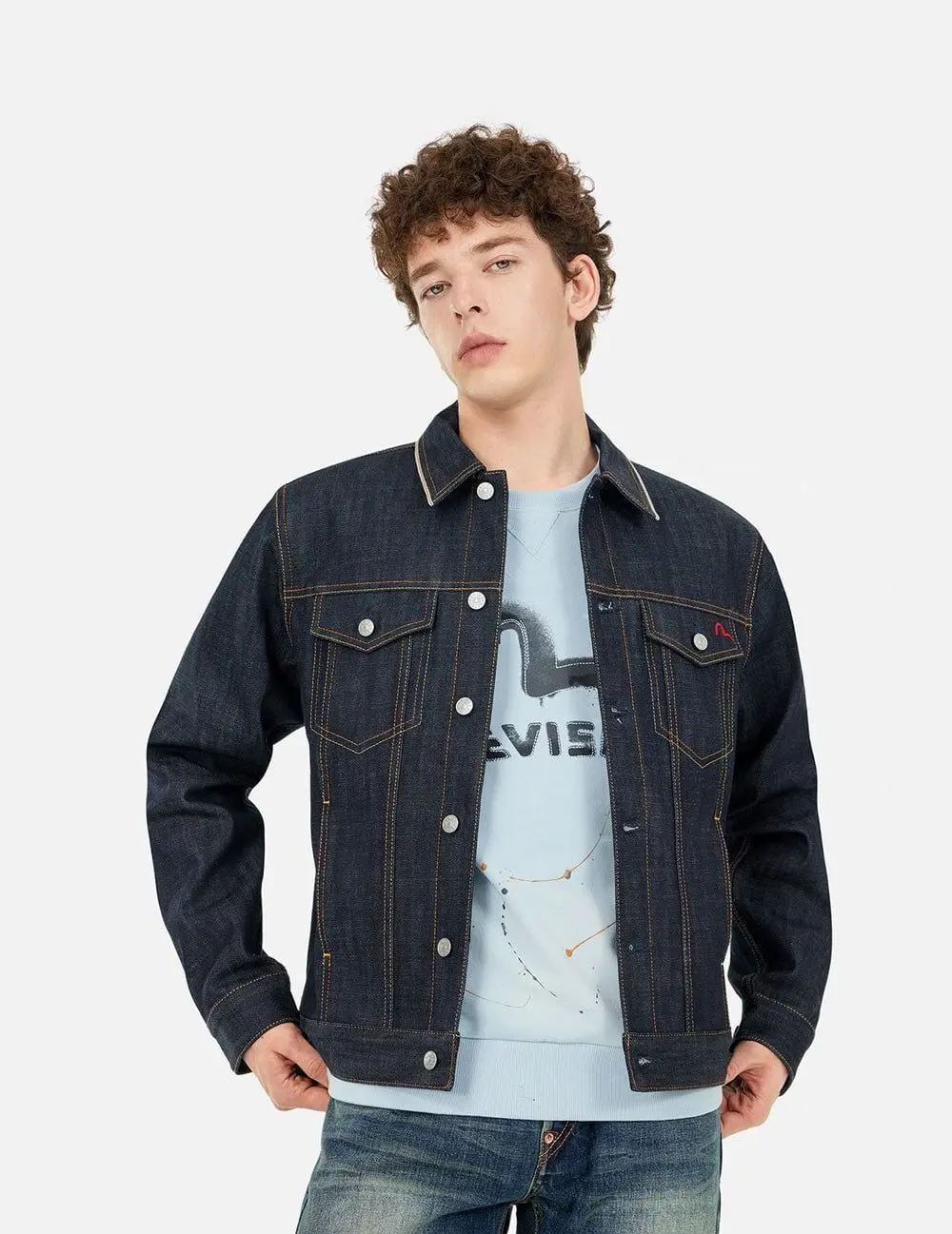 Áo Evisu Classic Regular Fit Jacket 'Indigo' 2ESHTM5DJ1042XXDN - Ảnh 5