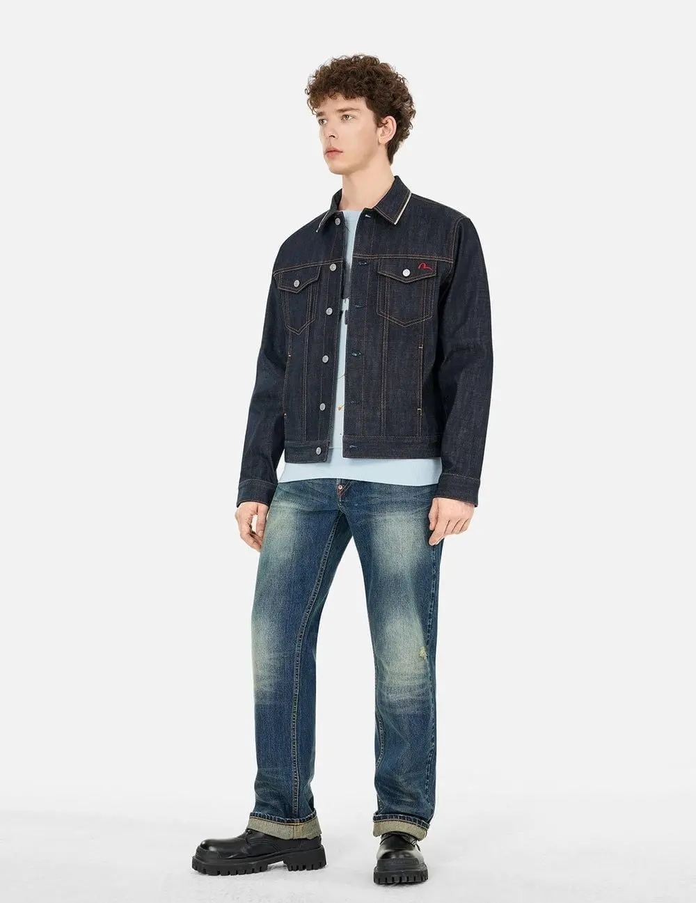 Áo Evisu Classic Regular Fit Jacket 'Indigo' 2ESHTM5DJ1042XXDN - Ảnh 3