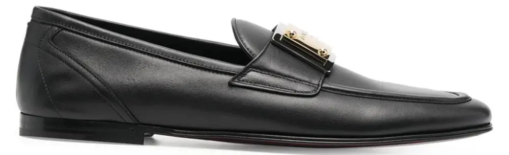 Giày Dolce & Gabanna Logo-Plaque Leather Loafers 'Black' A50483AE102