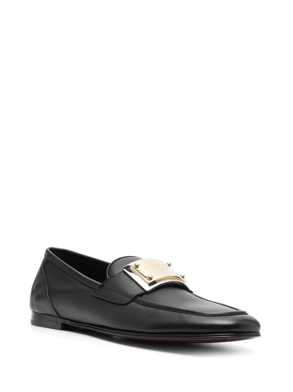 Giày Dolce & Gabanna Logo-Plaque Leather Loafers 'Black' A50483AE102 - Ảnh 4