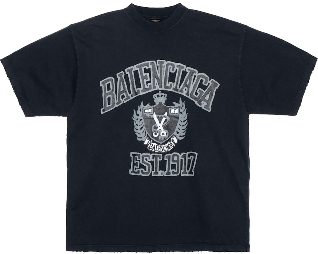 Áo Balenciaga Logo Printed Crewneck T-Shirt 'Black' 739784TOVK18190