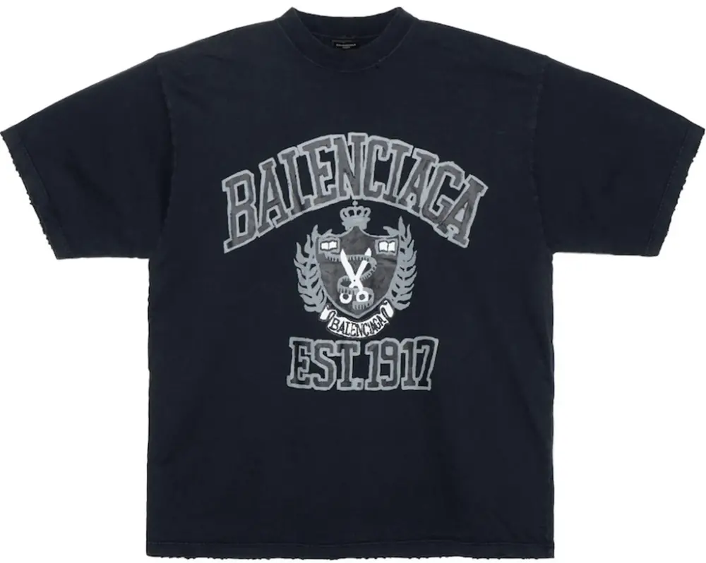 Áo Balenciaga Logo Printed Crewneck T-Shirt 'Black' 739784TOVK18190