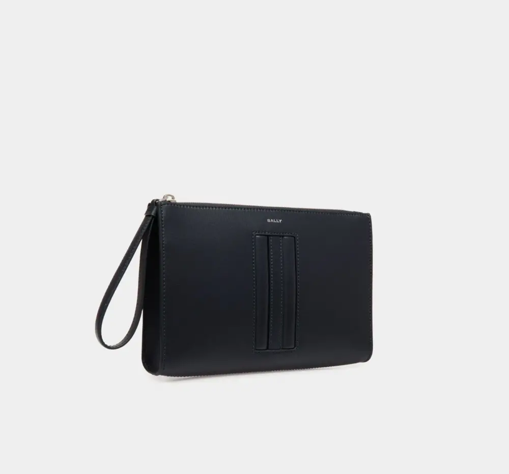 Túi Bally Mythos Pouch In Recycled Leather ‘Navy’ 6310280 - Ảnh 2