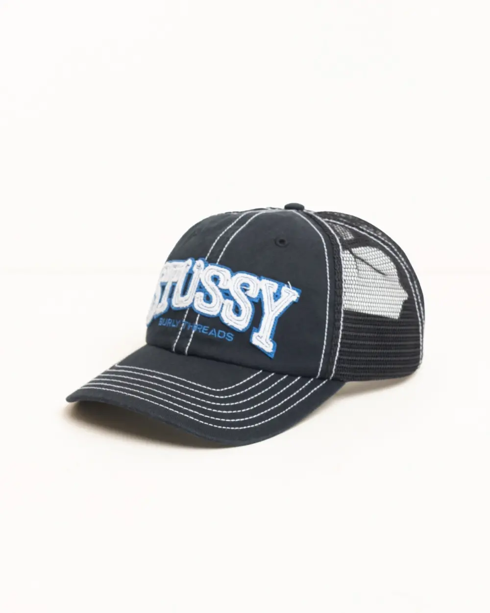 Mũ Stussy Burly Threads Trucker 'Black' 1311200 - Ảnh 3