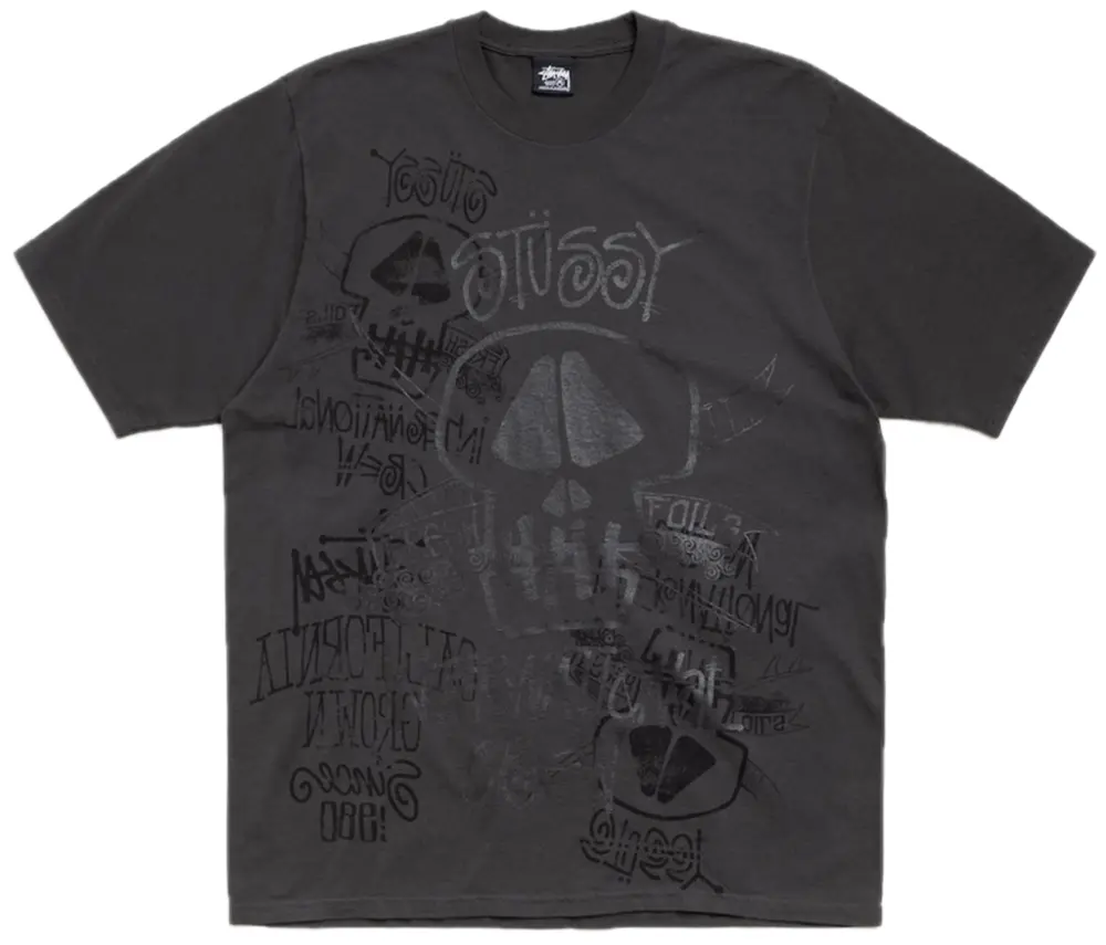 Áo Stussy Skulls Tee Pigment Dyed 'Black' 1905177