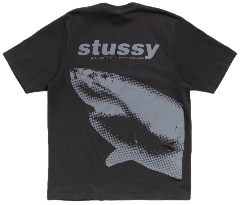 Áo Stussy Shark Tee Pigment Dyed 'Black' 1905183