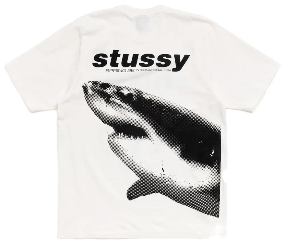 Áo Stussy Shark Tee Pigment Dyed 'Natural' 1905183