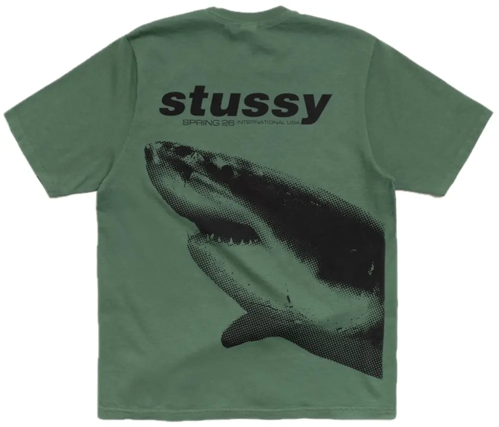 Áo Stussy Shark Tee Pigment Dyed 'Pine' 1905183
