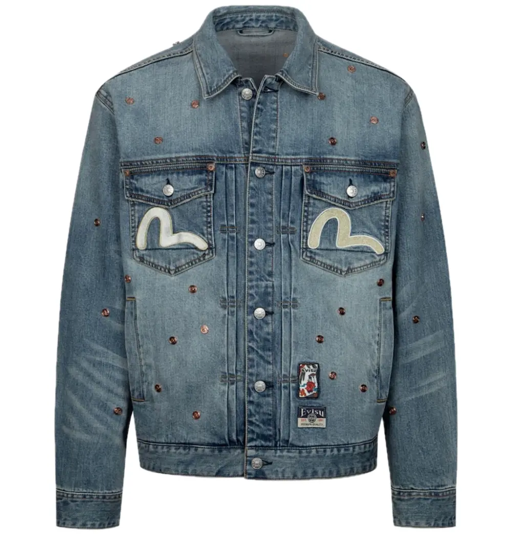 Áo Evisu Allover Rivets Seagull Denim Jacket 'Indigo' 2ESHTM4DJ1005RXDN