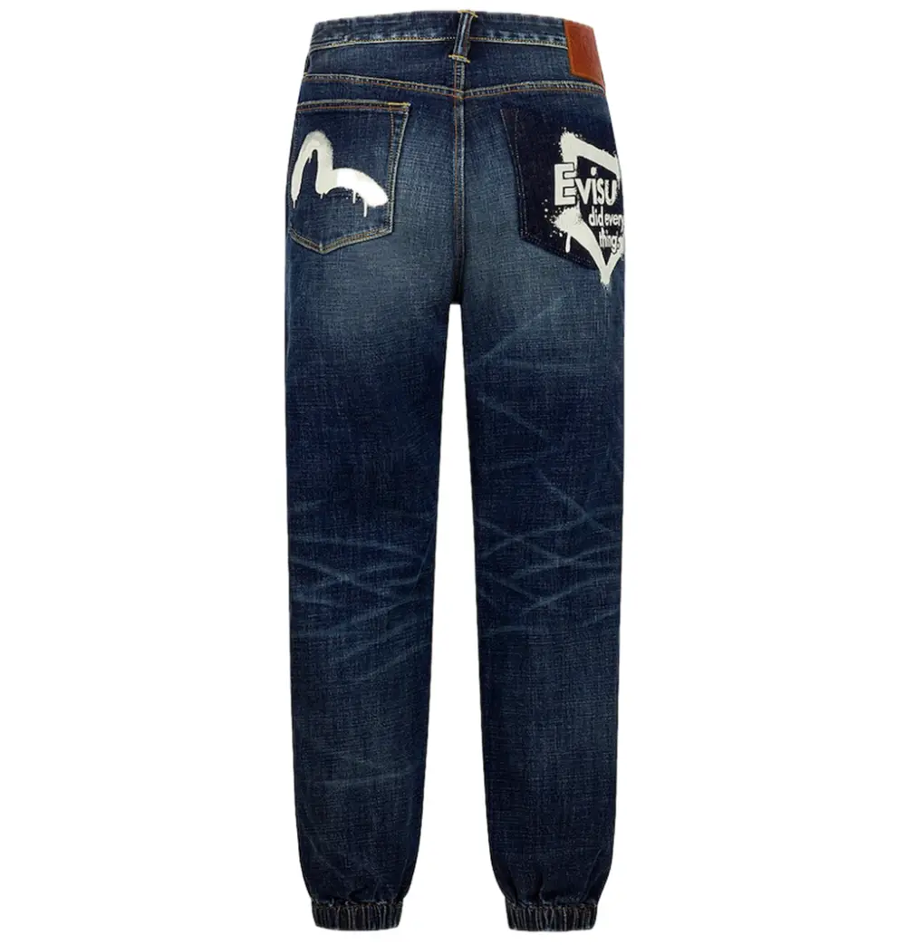 Quần Evisu Graffiti Seagull Logo Print Joggers 'Indigo' 2ESHTM5JO1066STDN
