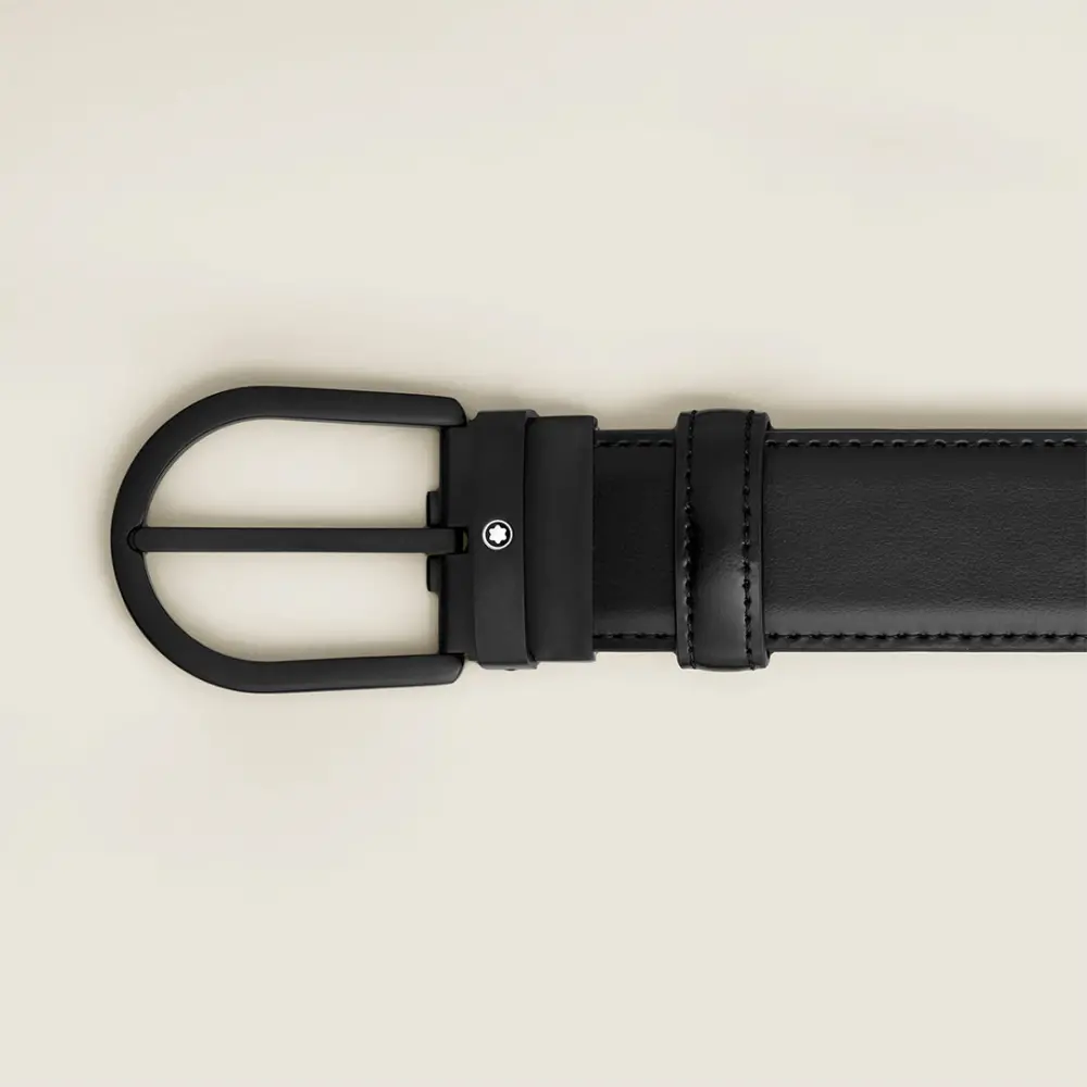 Thắt Lưng MontBlanc Horseshoe Buckle 'Black' 198448 - Ảnh 3