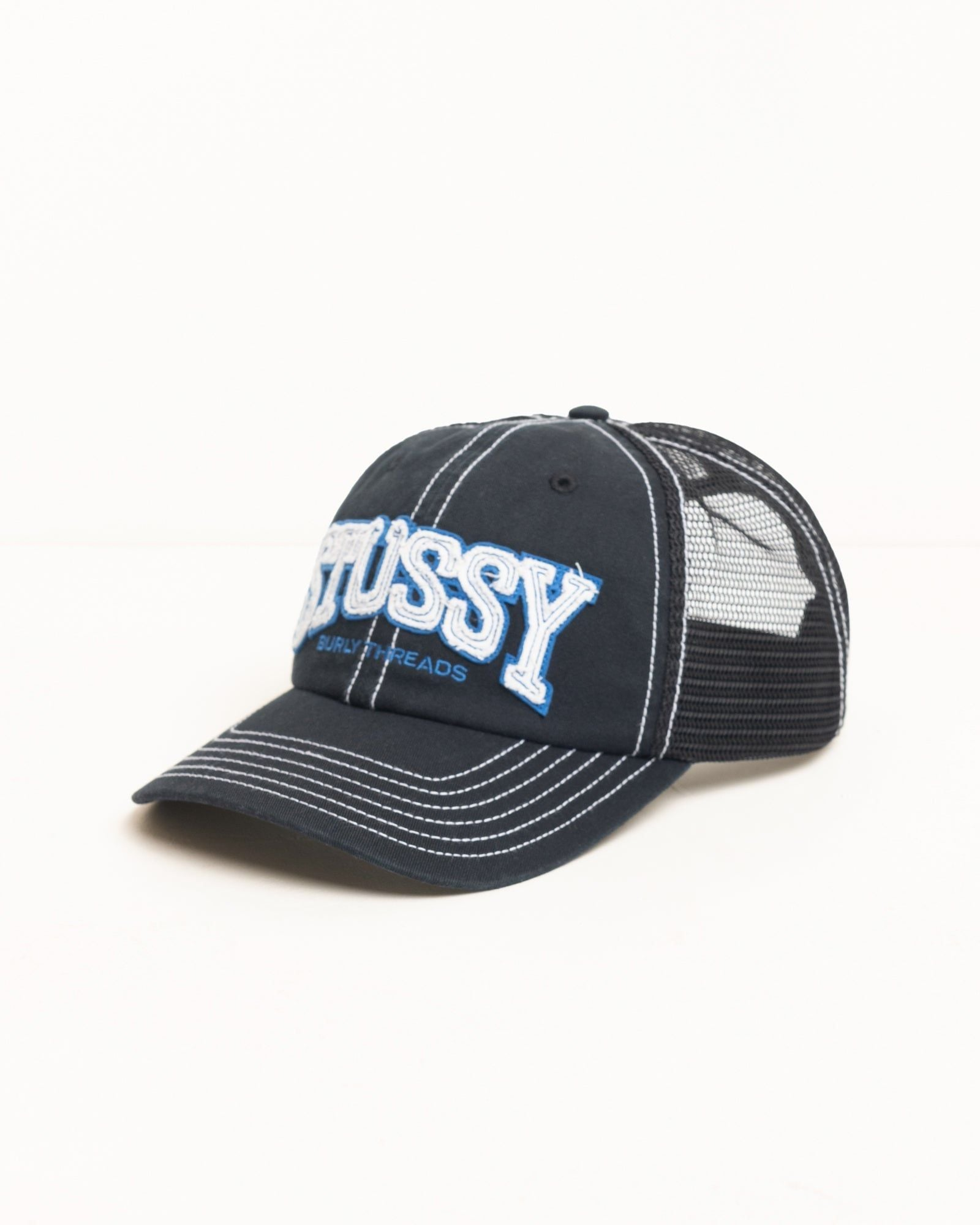 Mũ Stussy Burly Threads Trucker 'Black' 1311200 - Ảnh 3