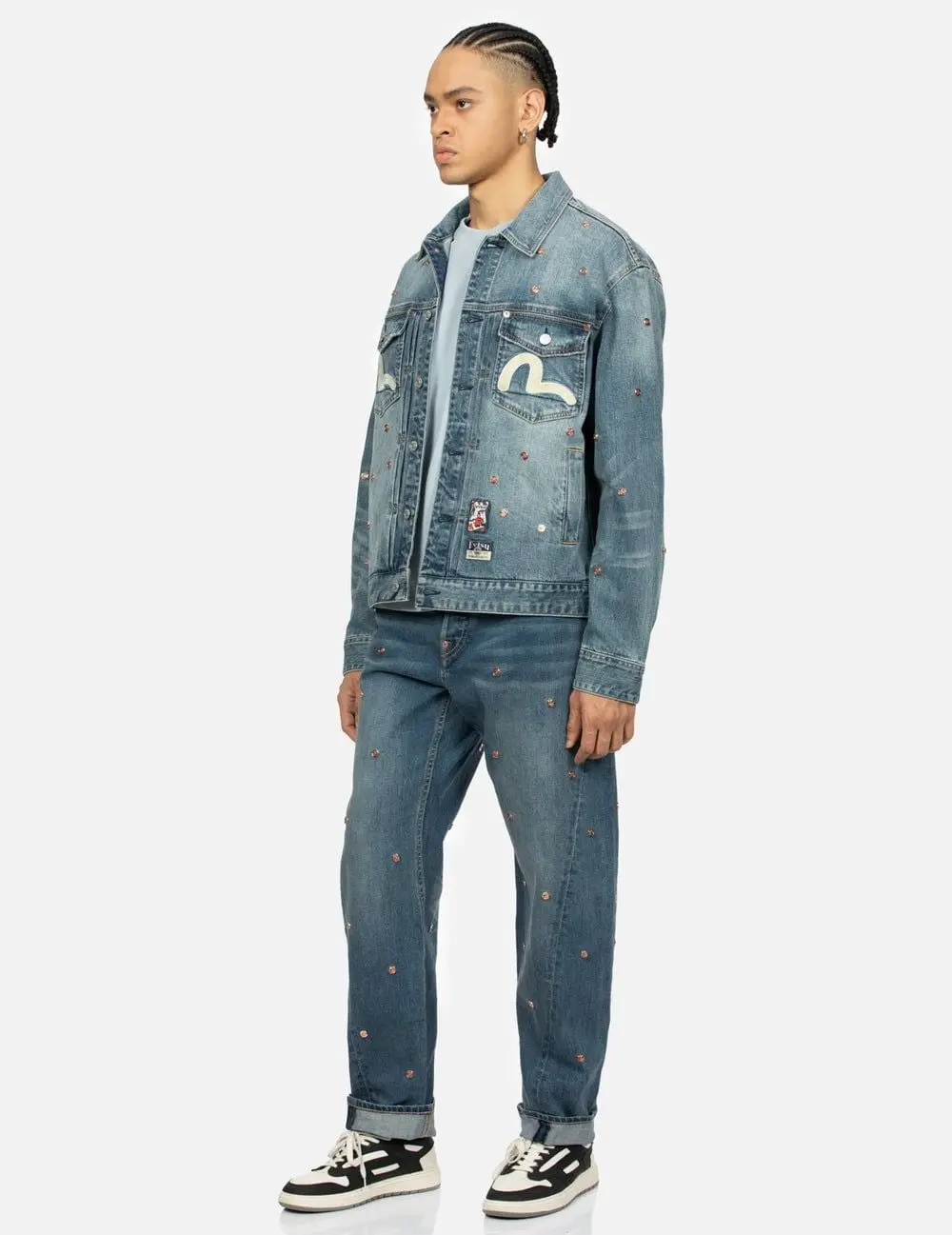 Áo Evisu Allover Rivets Seagull Denim Jacket 'Indigo' 2ESHTM4DJ1005RXDN - Ảnh 5