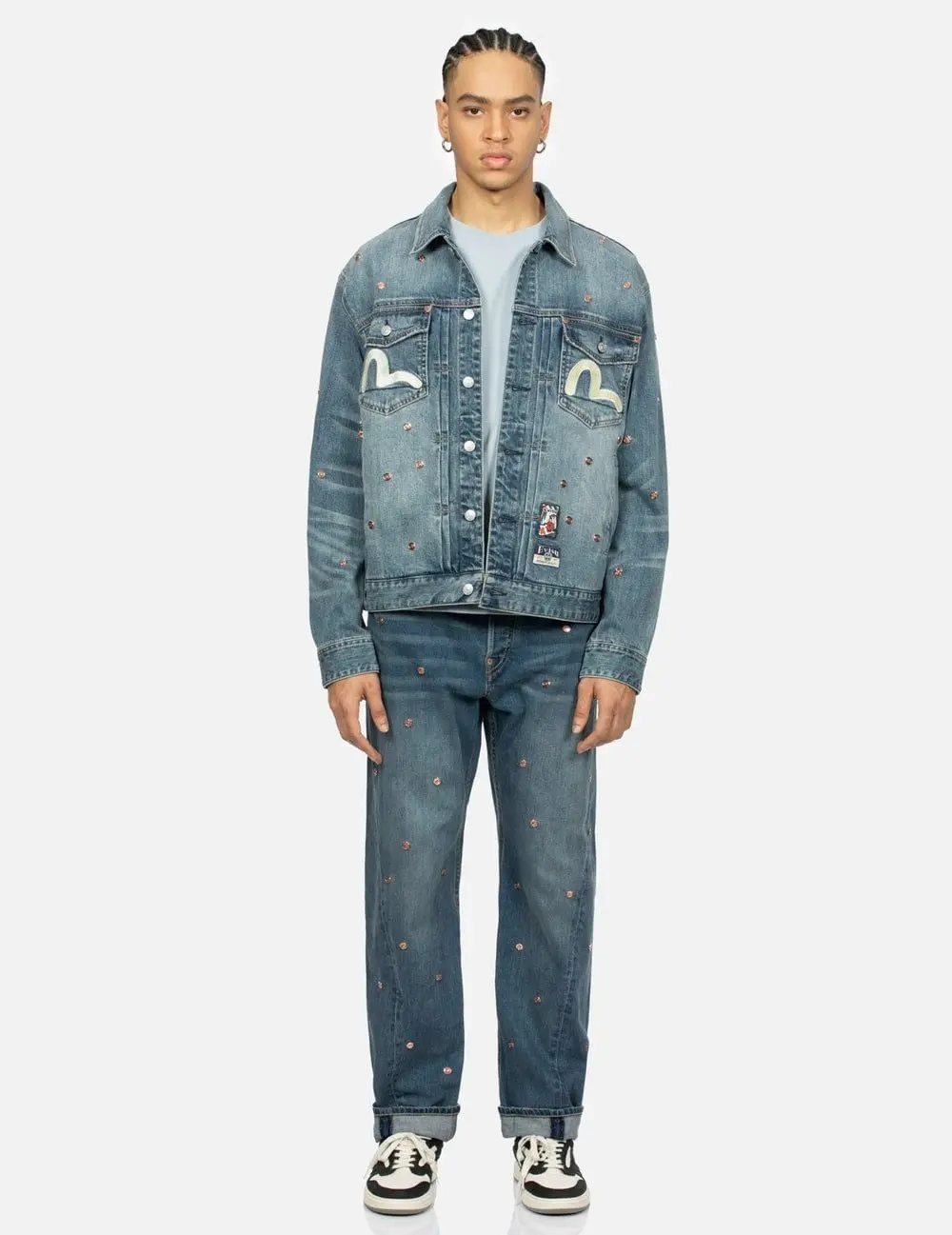 Áo Evisu Allover Rivets Seagull Denim Jacket 'Indigo' 2ESHTM4DJ1005RXDN - Ảnh 3