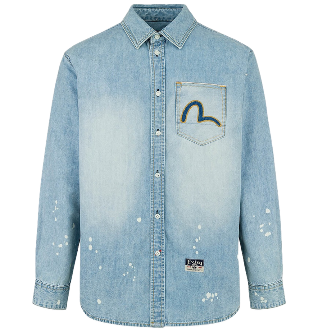 Áo Evisu Inserted Seagull Embroidery Shirt 'Indigo' 2ESHTM5DL1141RXDN