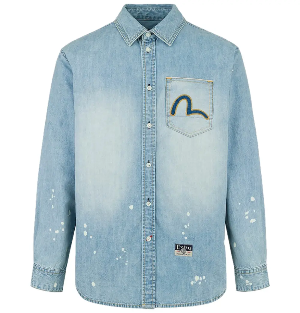 Áo Evisu Inserted Seagull Embroidery Shirt 'Indigo' 2ESHTM5DL1141RXDN