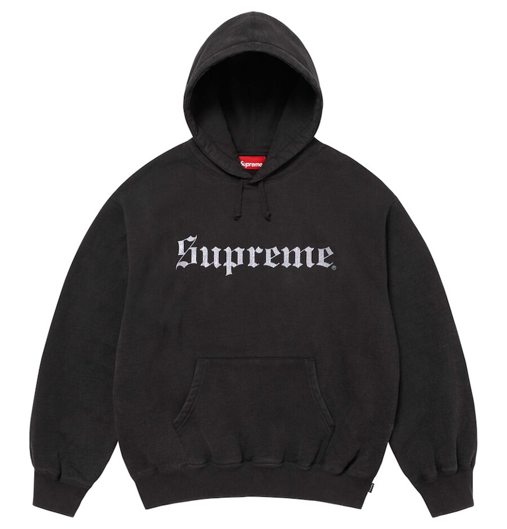 Áo Supreme Washed Old English Hooded Sweatshirt 'Black' 7703452614860