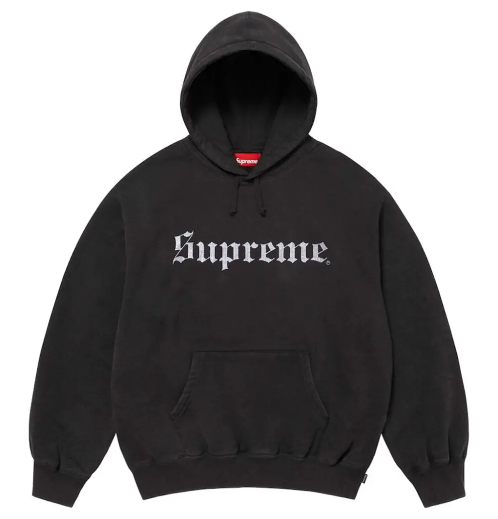 Áo Supreme Washed Old English Hooded Sweatshirt 'Black' 7703452614860
