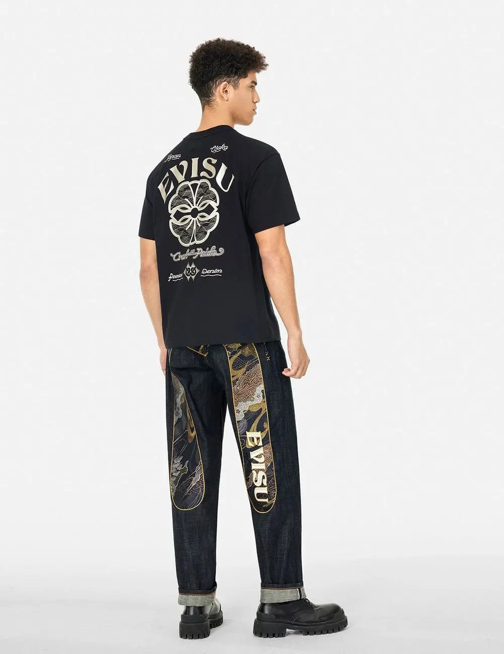 Quần Evisu Brocade Daicock Appliqué Jeans 'Indigo' 2ESHTM5JE100930DN - Ảnh 3