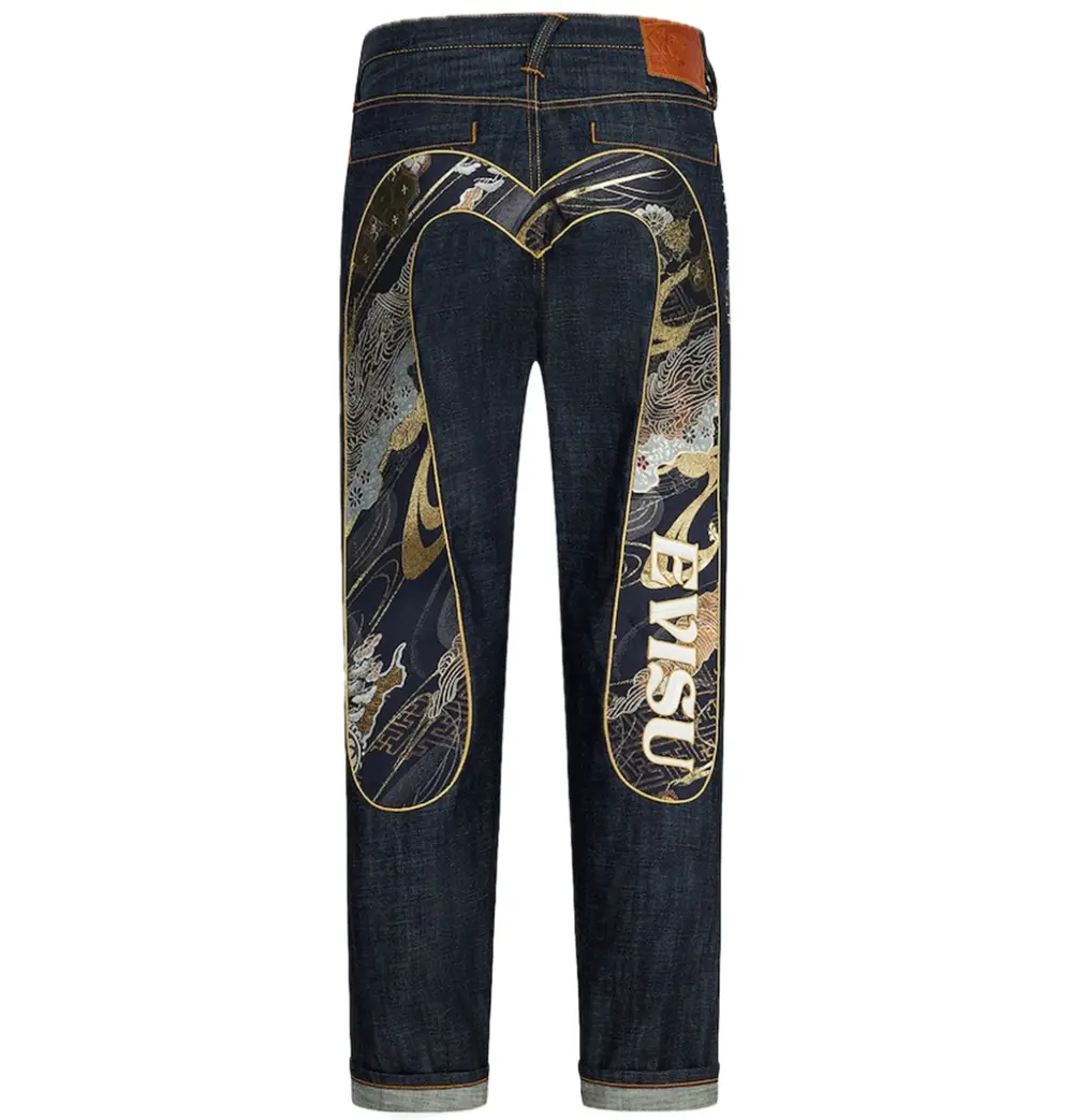 Quần Evisu Brocade Daicock Appliqué Jeans 'Indigo' 2ESHTM5JE100930DN
