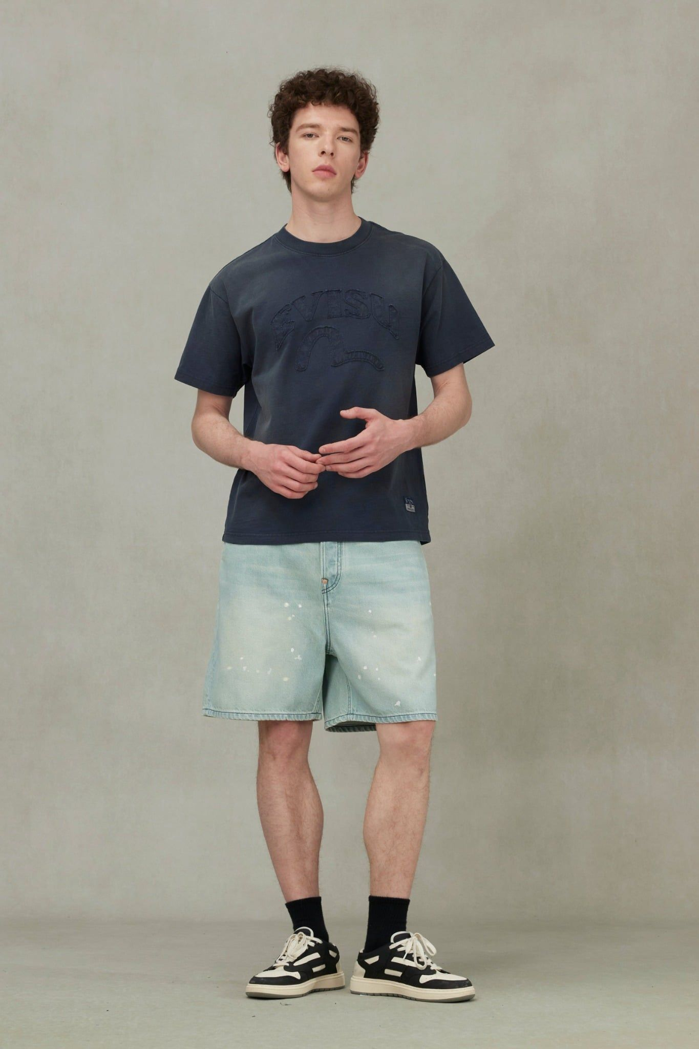 Quần Evisu Daicock Print Oversized Shorts 'Denim' 2ESHTM5DS1165OSDN - Ảnh 3