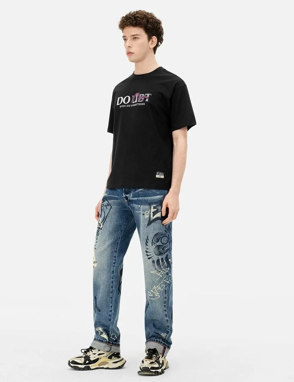 Quần Evisu Graffiti Prints Fit Jeans 'Indigo' 2ESHTM5JE102000DN - Ảnh 3