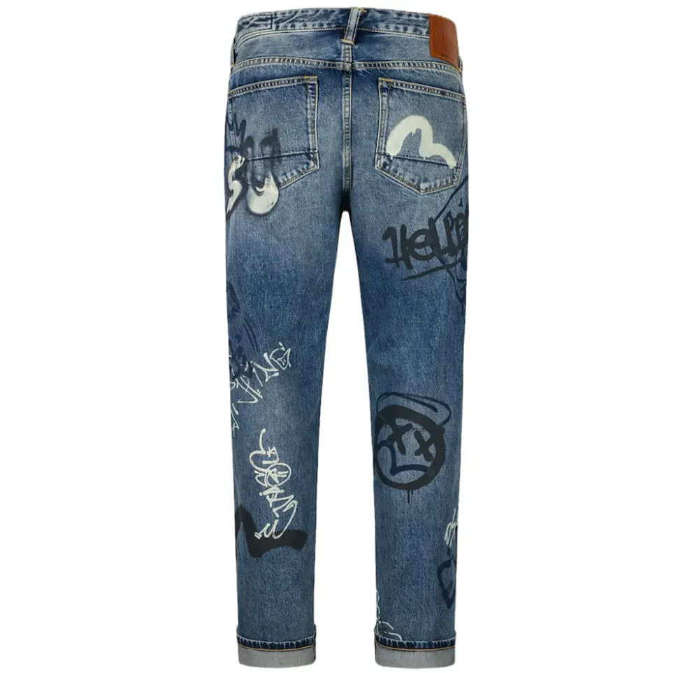 Quần Evisu Graffiti Prints Fit Jeans 'Indigo' 2ESHTM5JE102000DN